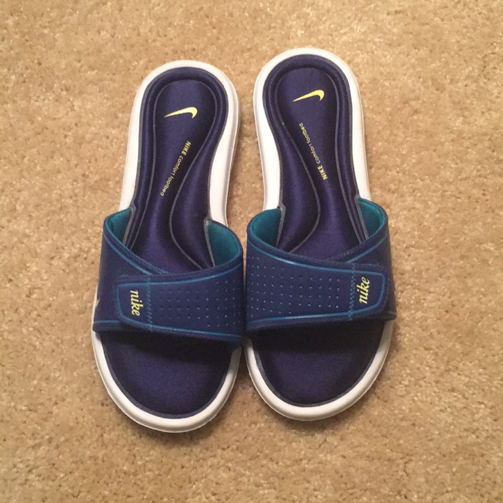Blue Memory Foam Nike Slides